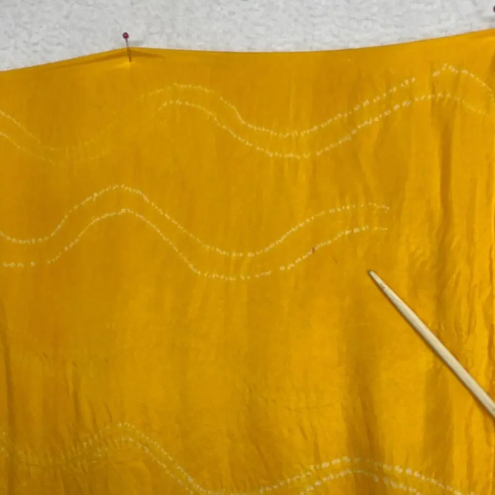 Scarf Silk Crepe De Chine Shibori Tie Dye Hand Rolled Shawl Wrap Yellow